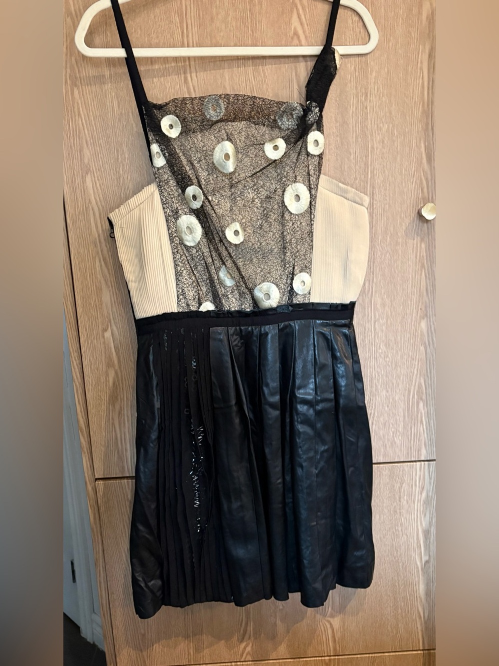 3.1 Phillip Lim Black and Cream Mini Dress with Sheer Floral Bodice